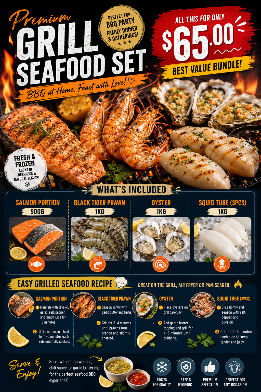 (First Ocean Foods) Grill Frozen Raw Seafood Set