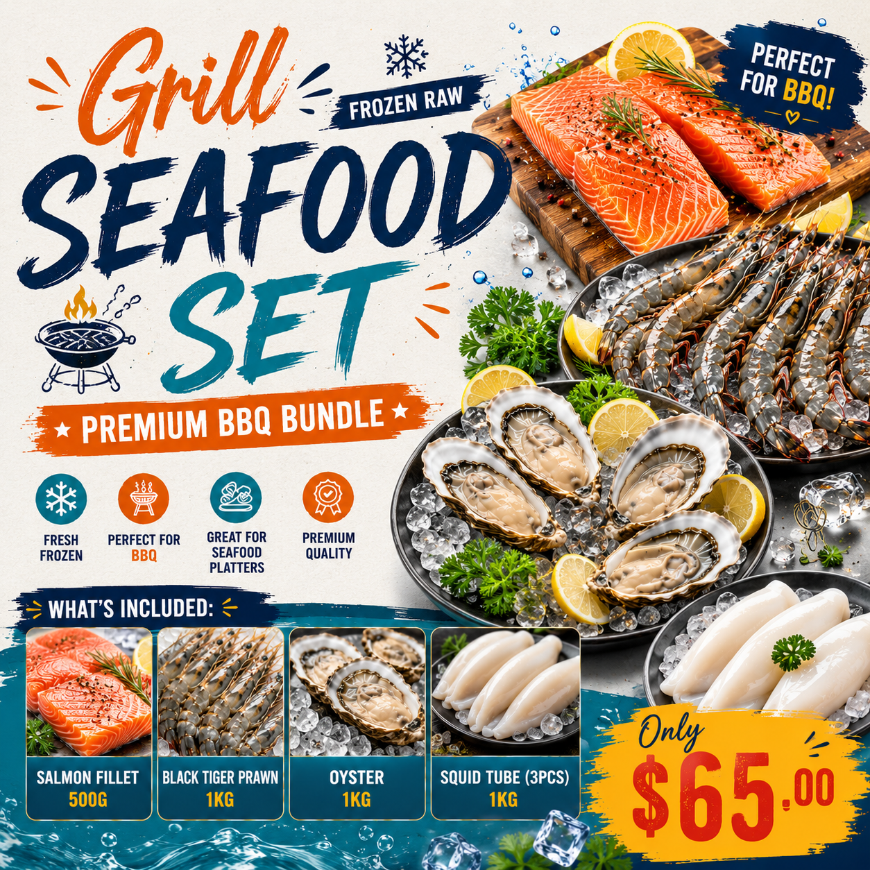 (First Ocean Foods) Grill Frozen Raw Seafood Set
