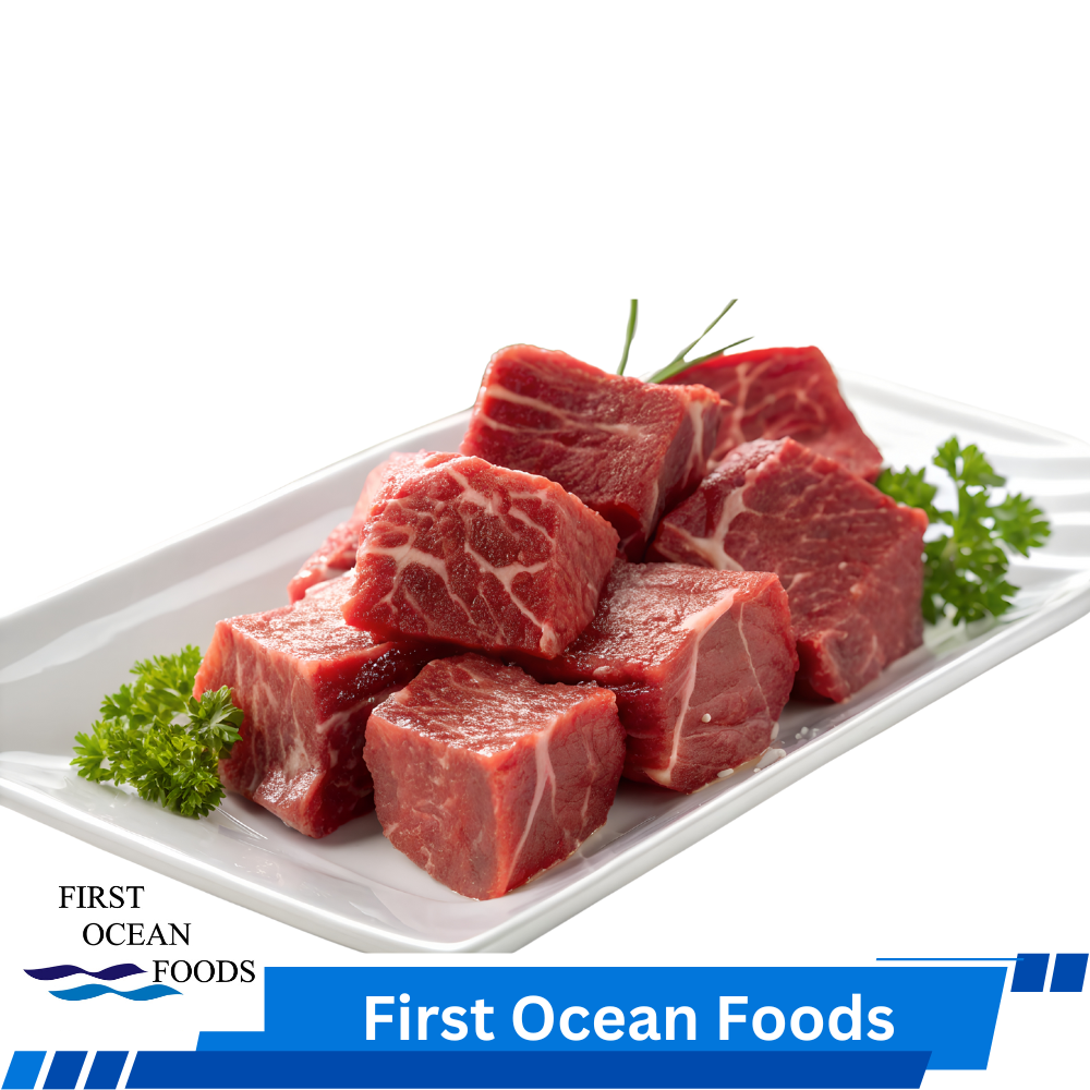 Box Beef Cubes (First Ocean Foods) Frozen Premium Beef Cubes - 1KG