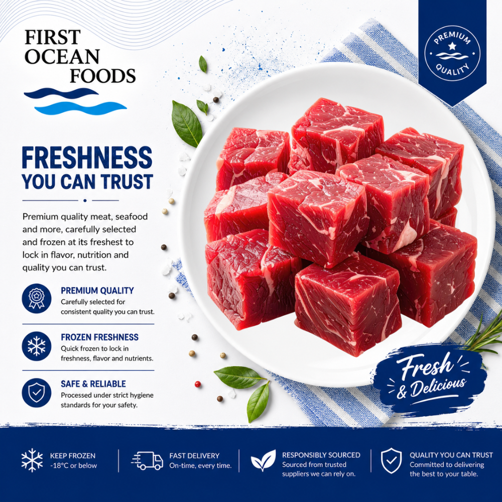 (First Ocean Foods) Frozen Premium Beef Cubes - 500G