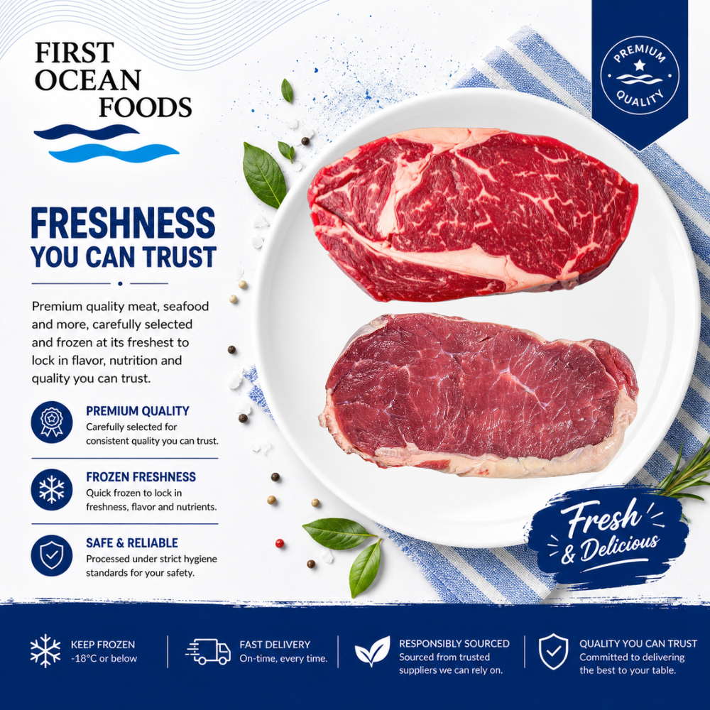 (First Ocean Foods) Frozen Steak Feast: Ribeye & Striploin Bundle Deal