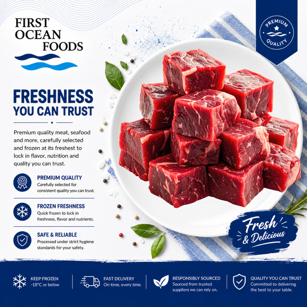 (First Ocean Foods) Frozen Premium Beef Cubes 🎉 BUY 1 GET 1 FREE 🎉