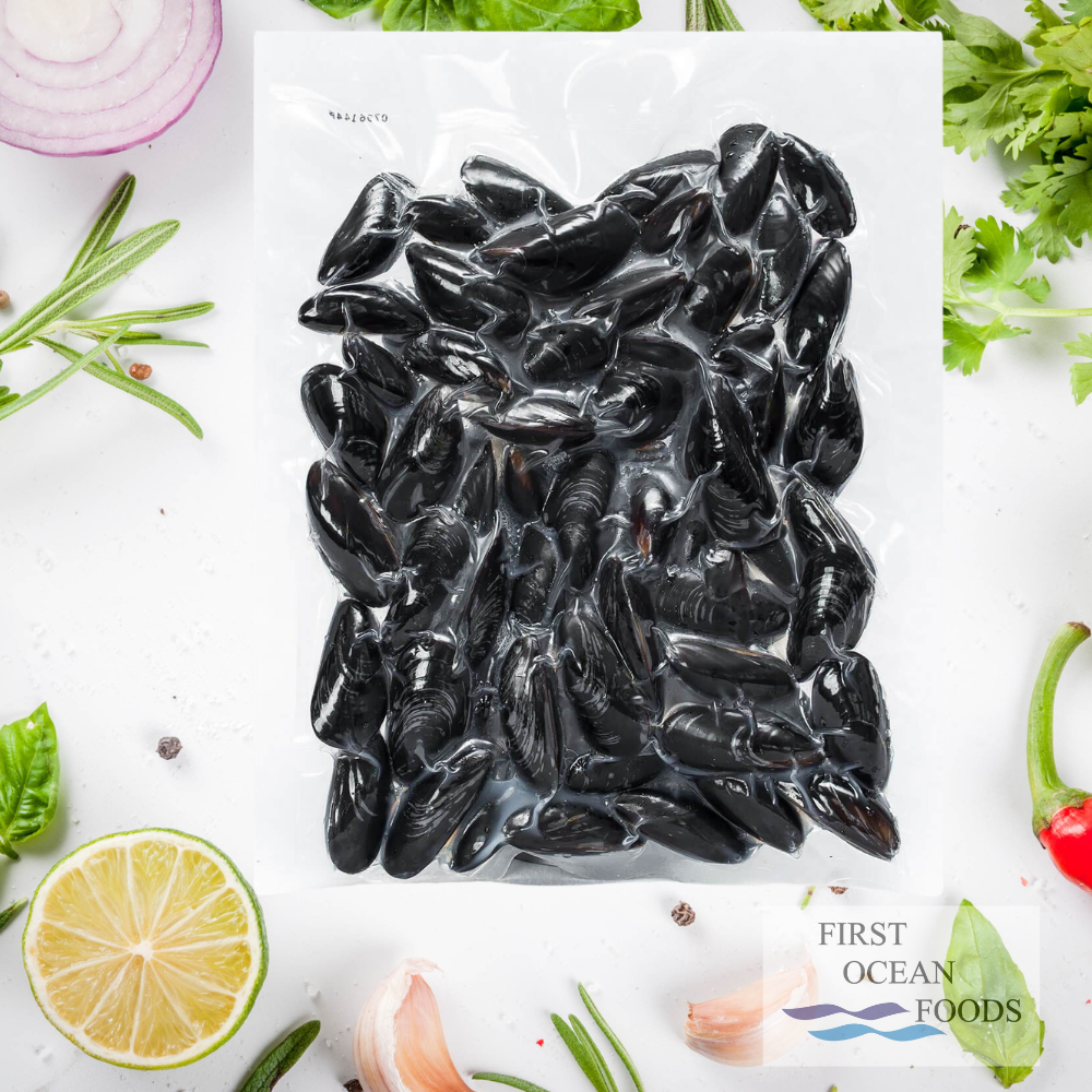 (First Ocean Foods) Cooked Black Mussels with Shell - 1kg