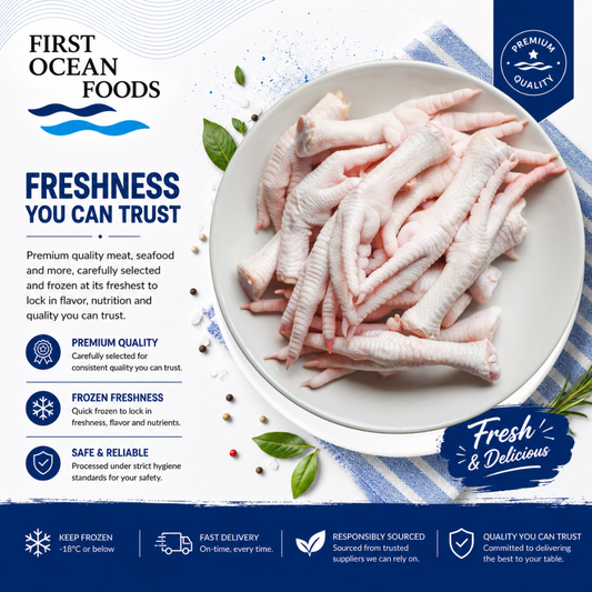 (First Ocean Foods) Frozen Raw Chicken Feet - 1kg