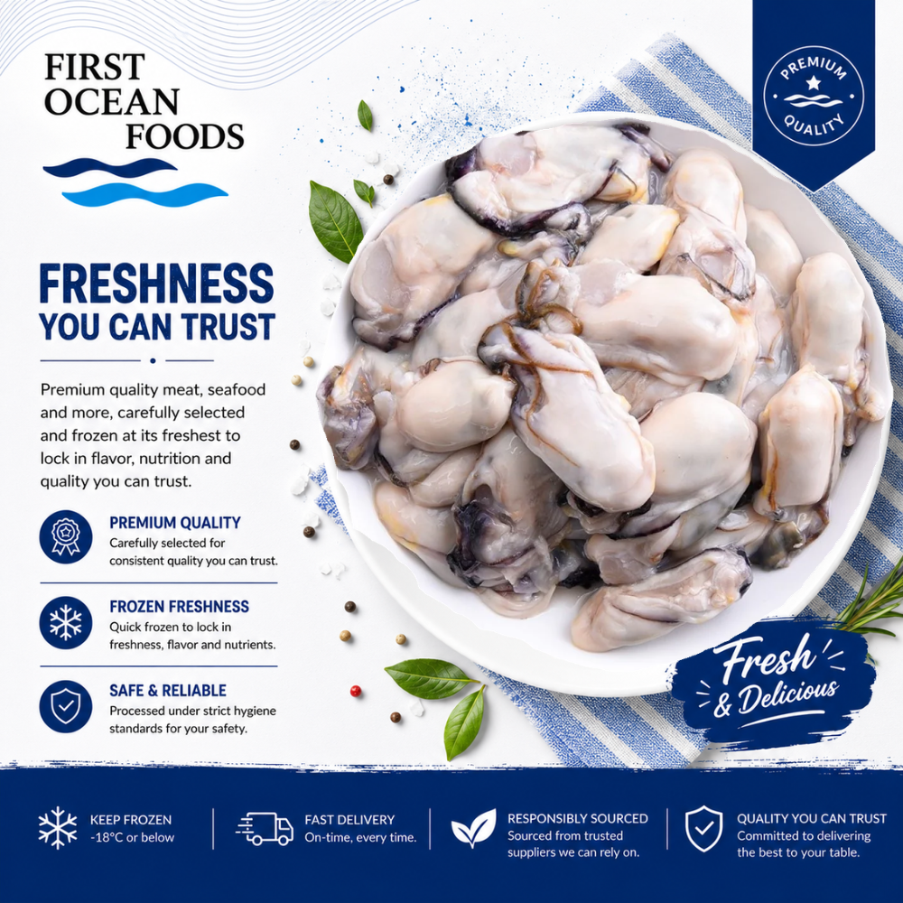 (First Ocean Foods)  Frozen Oyster Meat No Shell - 1kg