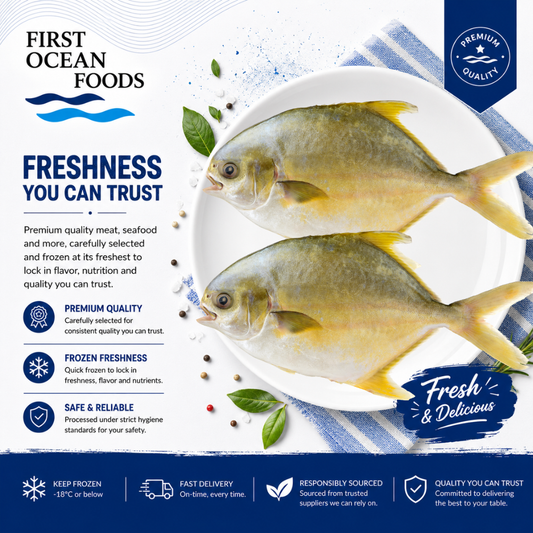 (First Ocean Foods) Frozen Golden Pomfret  - 2KG (25% OFF SAVE $6.00)