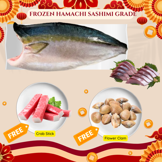 Premium Hamachi Fillet Sashimi Grade + Free Crab stick & Flower Clam
