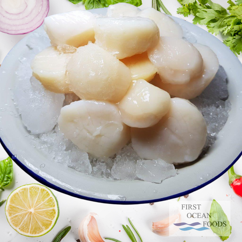 (First Ocean Foods) JAPANESE SEA SCALLOP 10/20 - 1KG FREE Crab Stick 250g