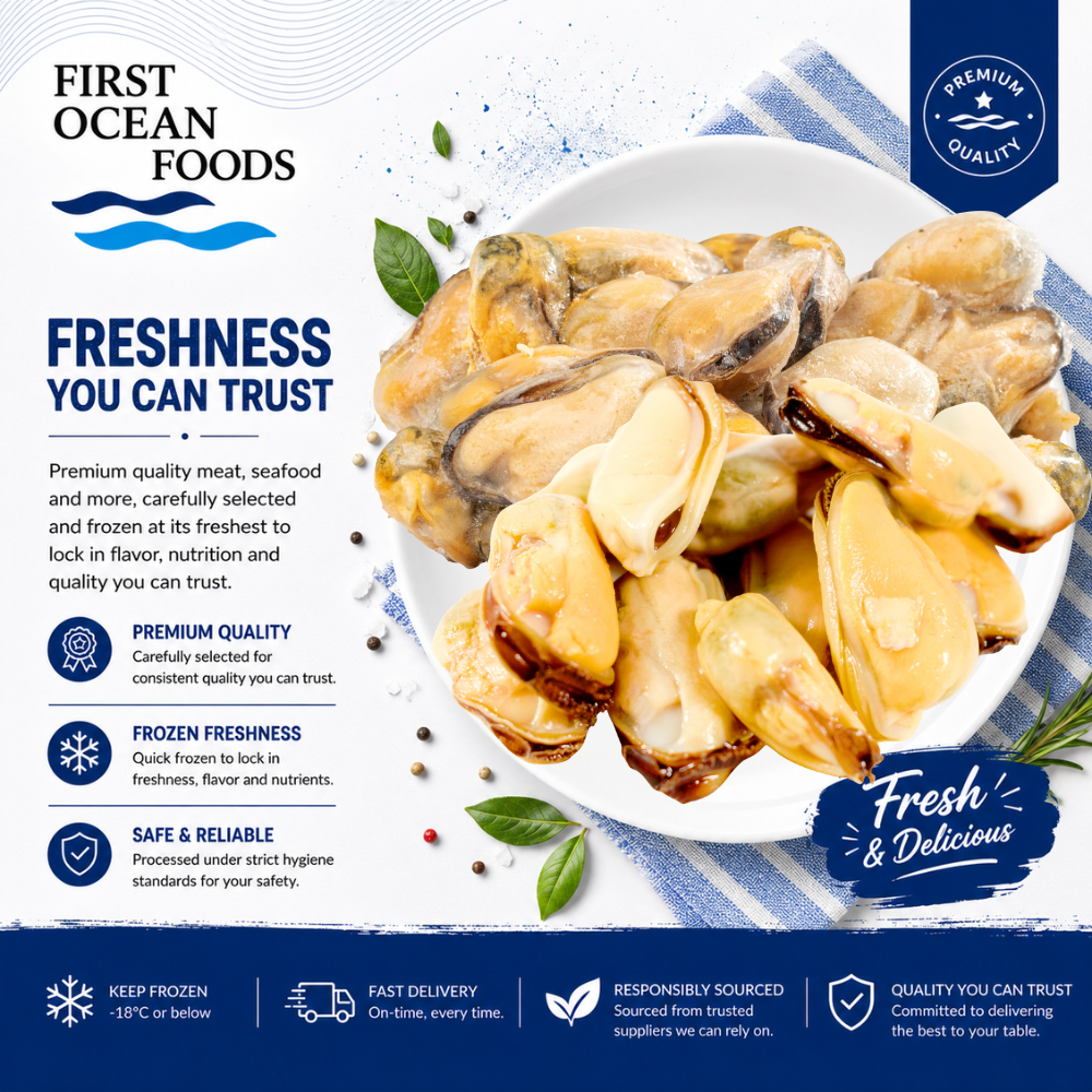 (First Ocean Foods) Frozen Mussel Meat - 1KG