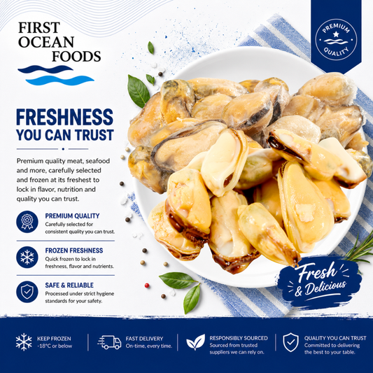 (First Ocean Foods) Frozen Mussel Meat - 1KG