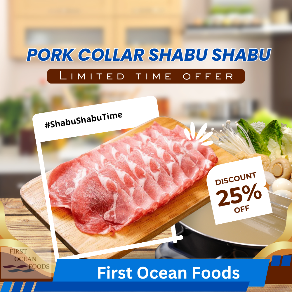 (First Ocean Foods) PORK COLLAR SHABU SHABU - 2KG (25% OFF)