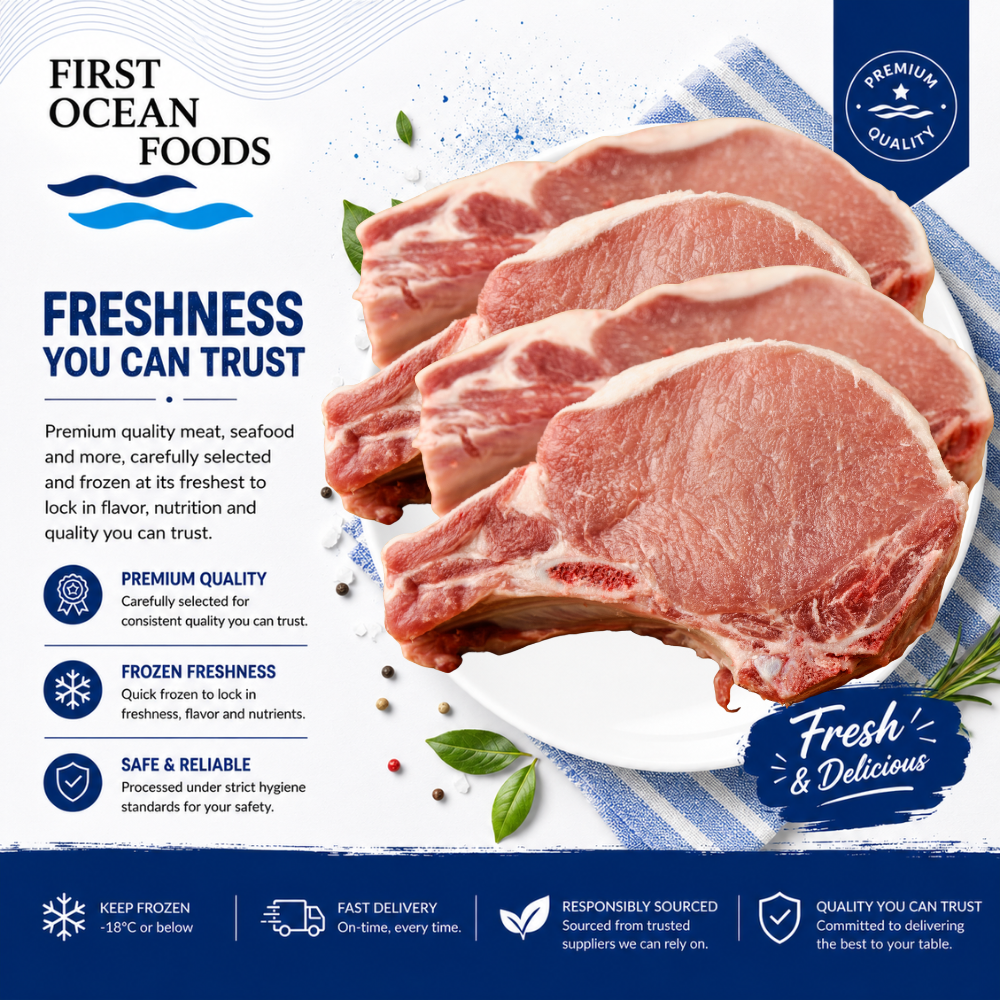 (First Ocean Foods) Frozen Bone In Pork Chop - 1kg
