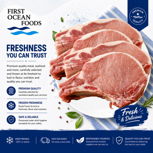 (First Ocean Foods) Frozen Bone In Pork Chop - 1kg