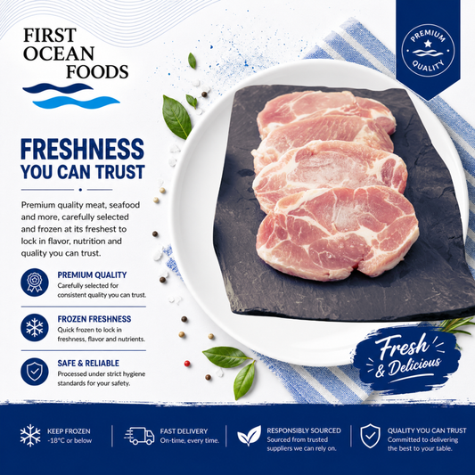 (First Ocean Foods) Frozen Pork Collar Steak  - 1KG