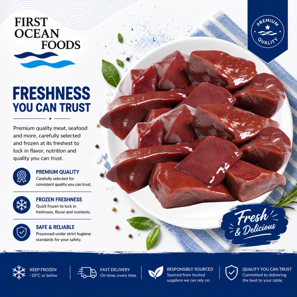 (First Ocean Foods) Frozen Pork Liver Sliced  - 2kg