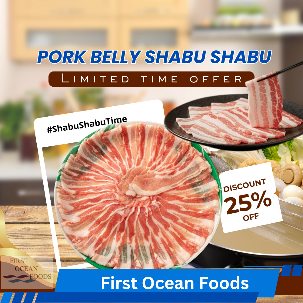 (First Ocean Foods) PORK BELLY SHABU SHABU - 1KG (25% OFF)