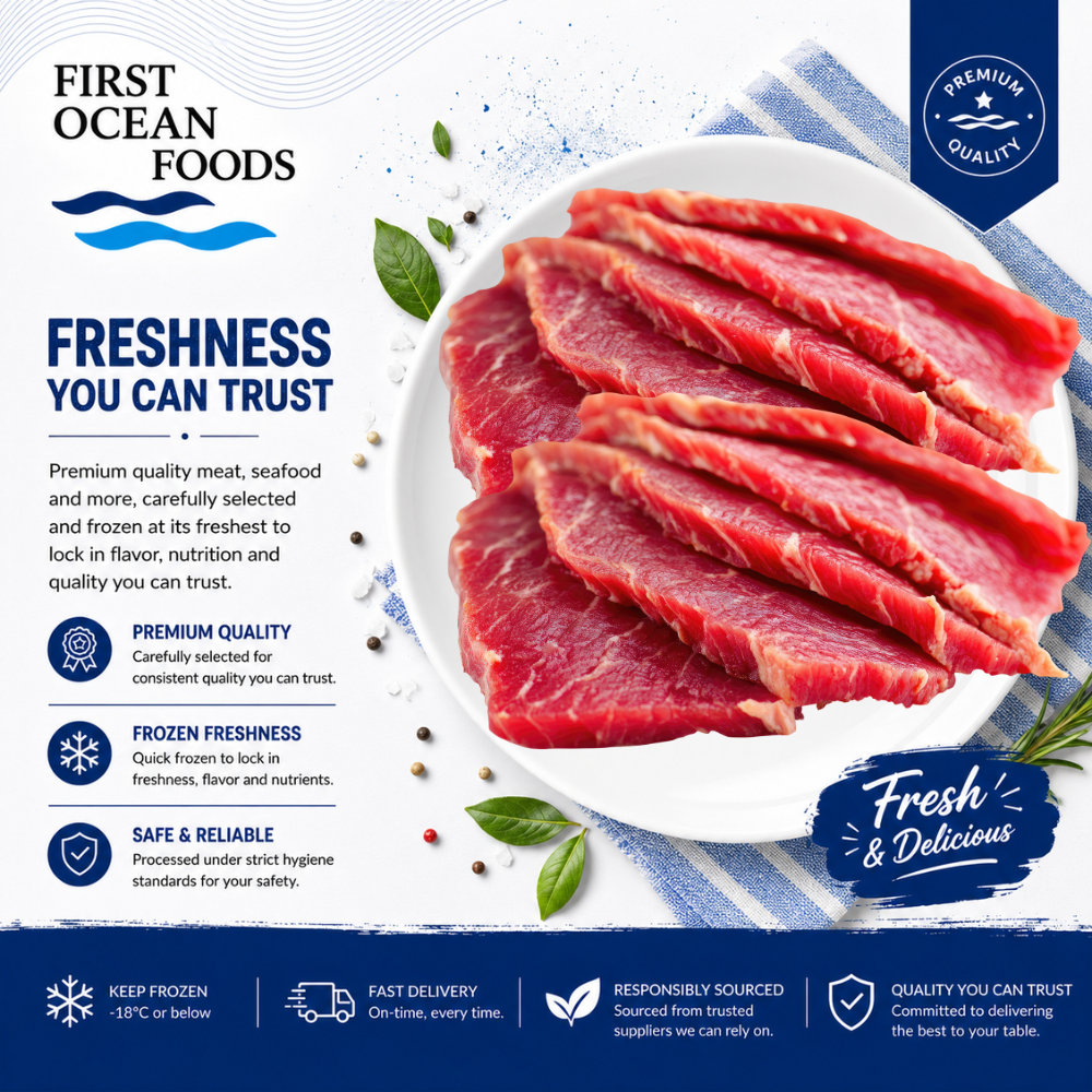 (First Ocean Foods)  Frozen Premium Beef Sliced - 2KG