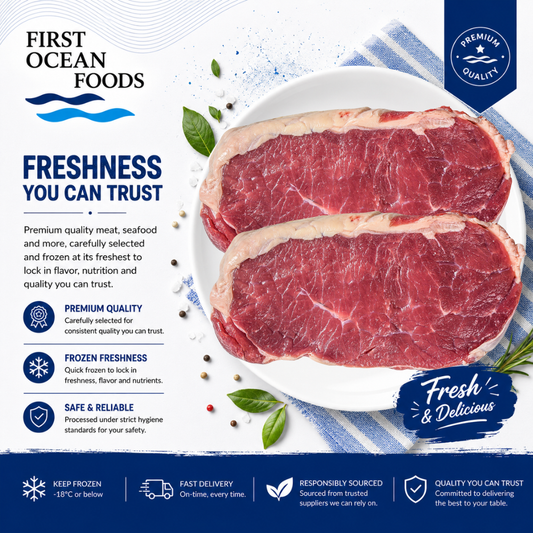(First Ocean Foods) Frozen Australian Beef Striploin Steak  - 1KG