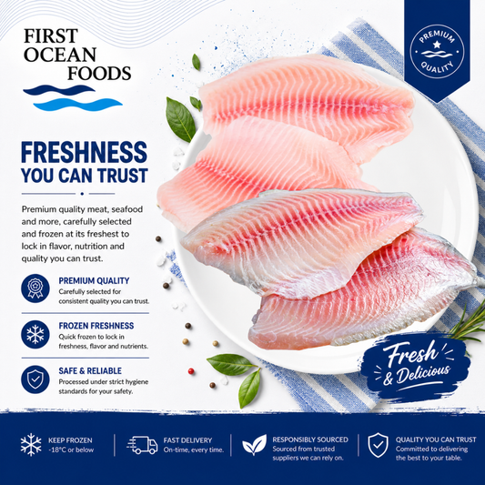 (First Ocean Foods) Frozen Fish Tilapia Fillet - 1KG