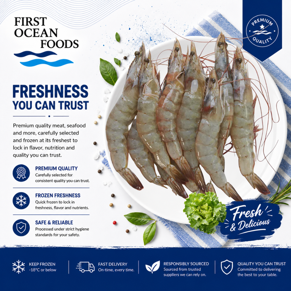 Frozen Vannamei Prawn HOSO (Medium) - 1KG